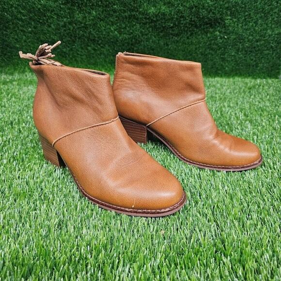 Toms Carpe Diem Tassel Pull Leather Ankle Booties US 7 Boho Prairie Brown - Picture 1 of 7